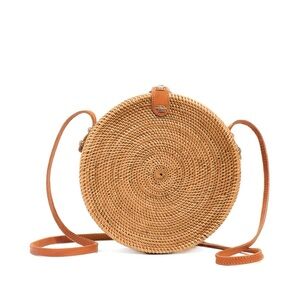 Round Rattan Bag Tan